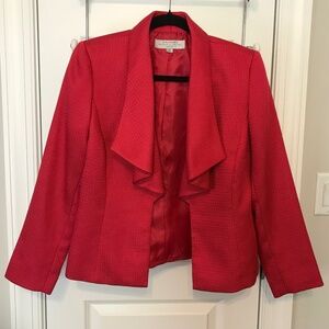 Beautiful pink Tahari fully lined woven blazer with waterfall front lapel (6)